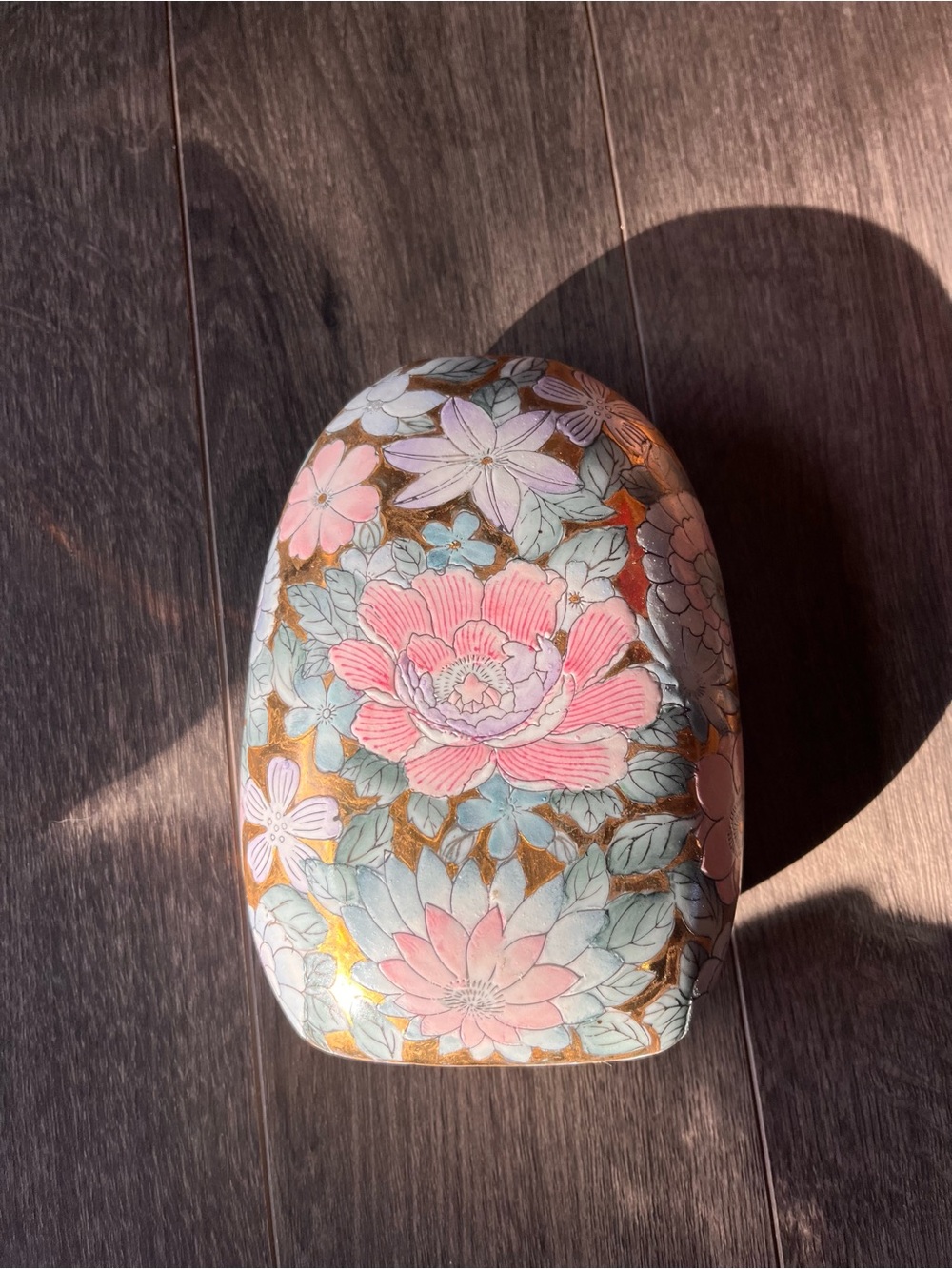 Vintage Floral Pink Ceramic Decorative Sculpture Vase- Home Art